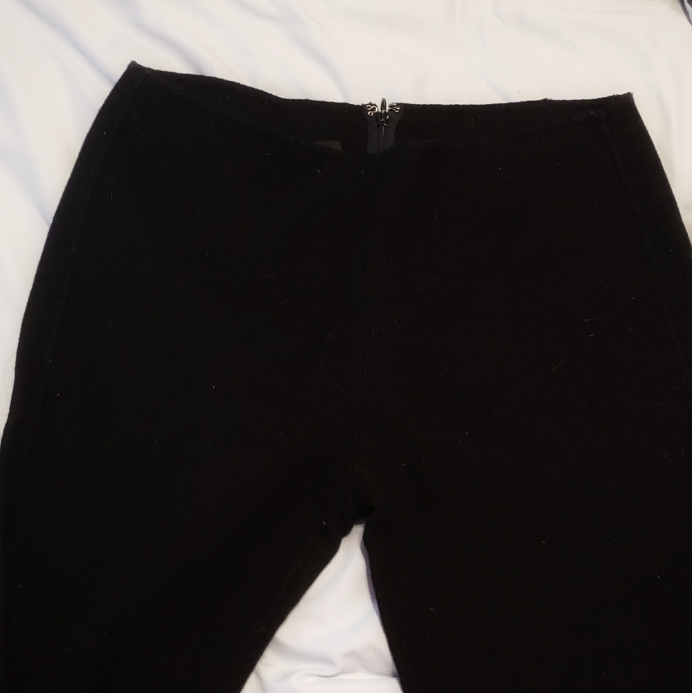 Black flat front wool pants